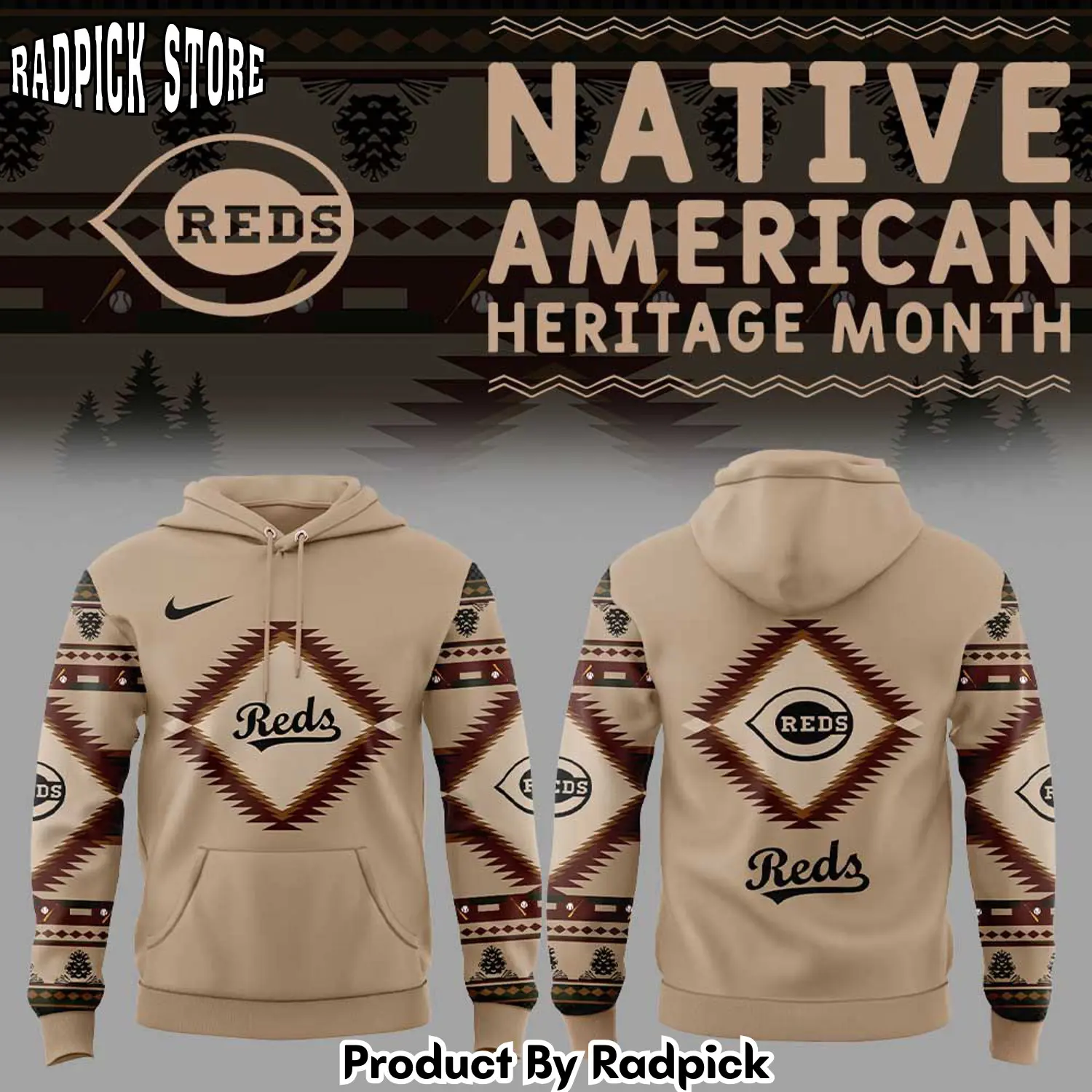 Cincinnati reds native american heritage v3 hoodie joggers hoodie and long pants set rp291852